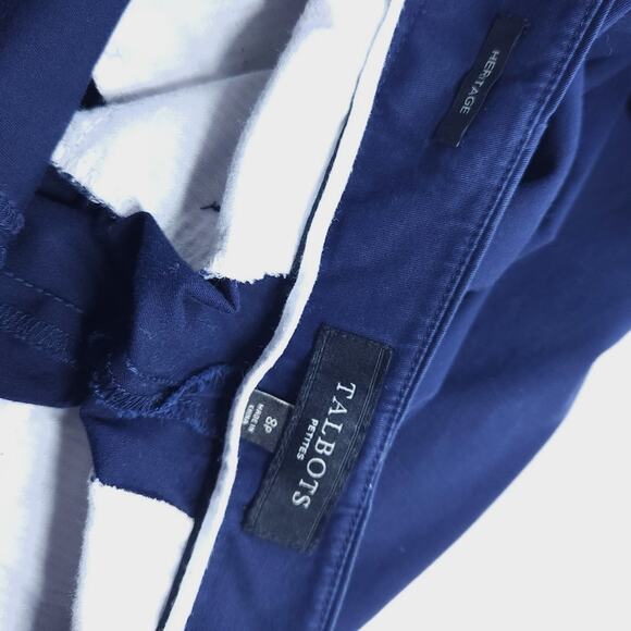 Talbots Heritage Capri Pants 8P Petite Navy Blue Summer Pants Cotton Blend - Picture 4 of 5